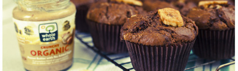 vegan PB Banana Choc Muffins