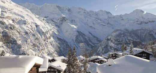 Murren, Switzerland, snow, mountains