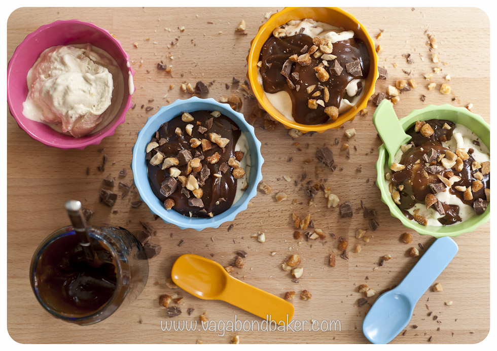 Creamy Banana Ice Cream with PB and Choc Sauce | Vagabond Baking