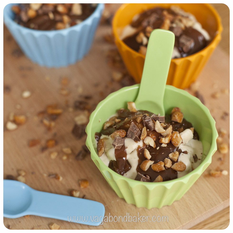 Creamy Banana Ice Cream with PB and Choc Sauce | Vagabond Baking