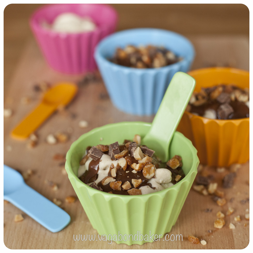 Creamy Banana Ice Cream with PB and Choc Sauce | Vagabond Baking