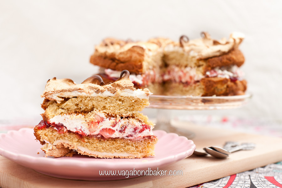 Strawberries and Cream Meringue Cake | Vagabond Baking-16